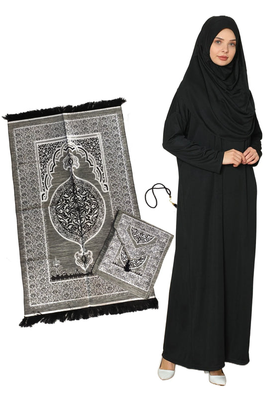 Turkey Muslim With Bag Prayer Dress for women Prayer Rug Rosary Beads Set Gift Hijab Long Abaya Islamic Clothes Full Cover