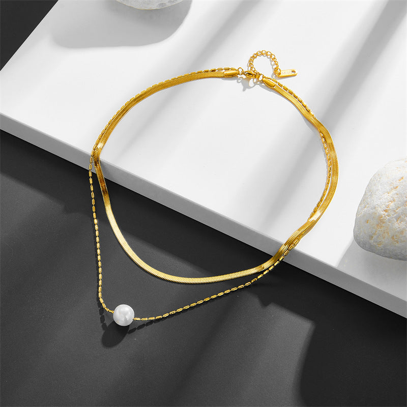 Titanium Steel Double-layer Twin Necklace
