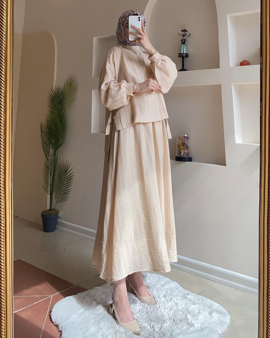 Fashion Long Sleeve Shirt Skirt Two-piece Suit