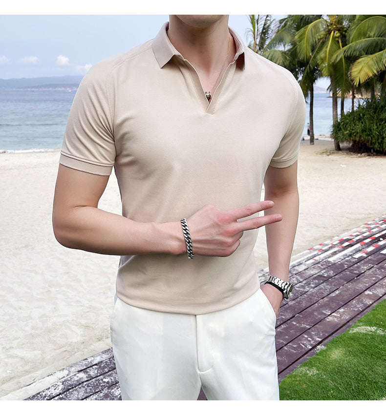 V-neck Short Sleeved Men's Style