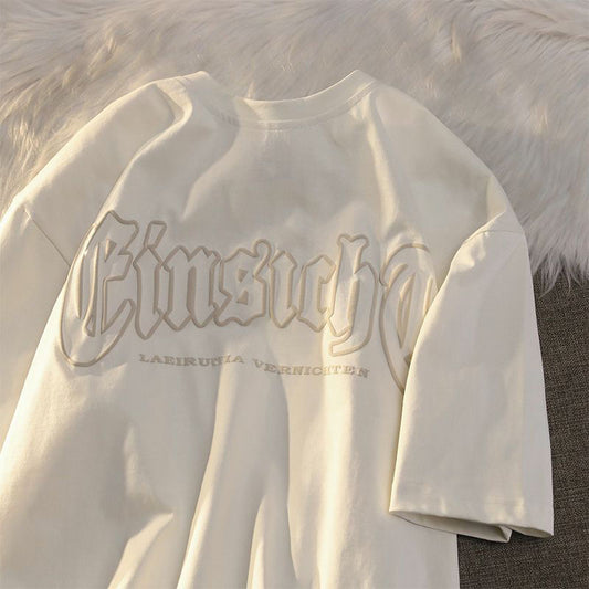 Short-sleeved T-shirt Simple Letter Print Couple Round Neck Top