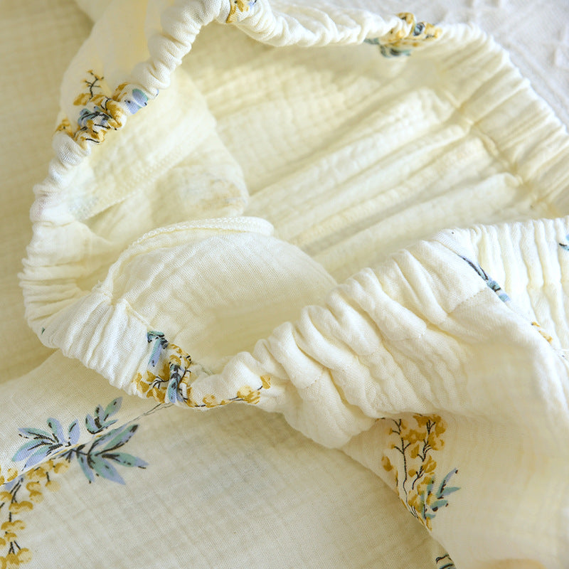 New Cotton Yarn Washed Cotton Crepe Summer Linglan Long-sleeve Suit