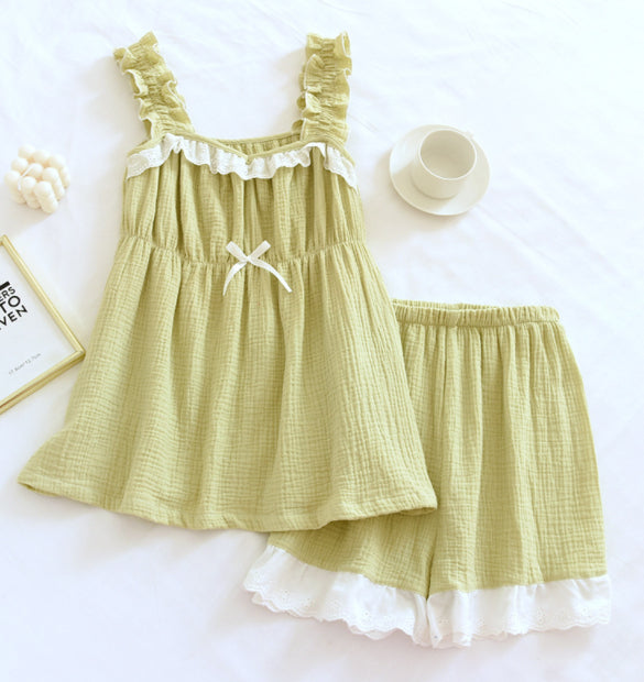 Summer Crepe Short-sleeved Shorts Ladies' Homewear