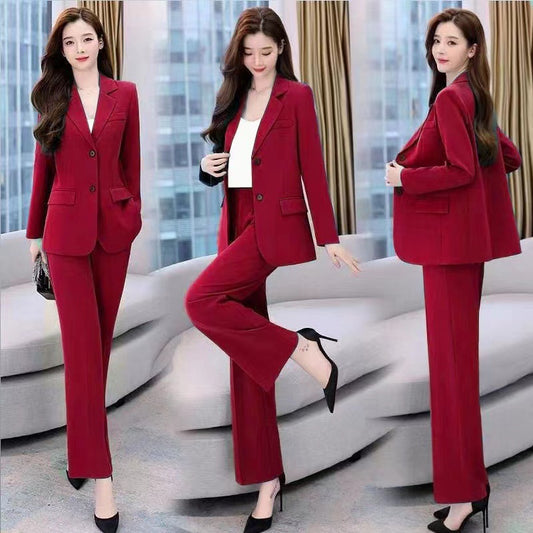 Business Suit Wide Leg Pants Two-piece Suit For Women formal