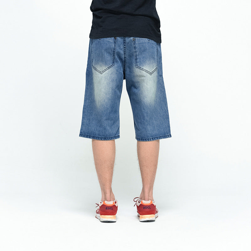 Men's Loose Capri Pants   Plus Guy Denim Medium Pants