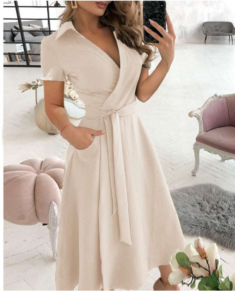 Fashion Long Sleeve V-neck Printed Sheath Dress